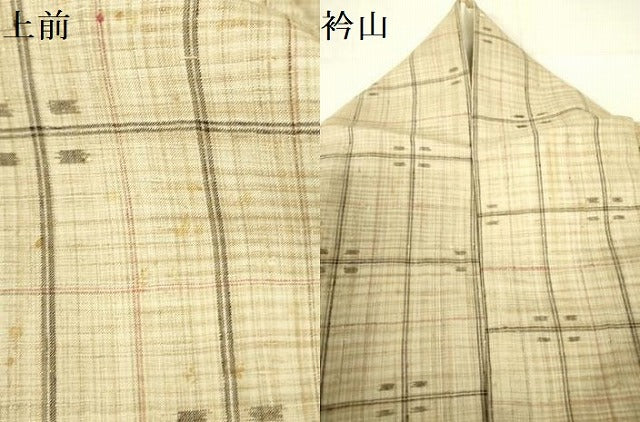 平和屋着物▽上質な紬　単衣　抽象文様　正絹　逸品　DABE1504op