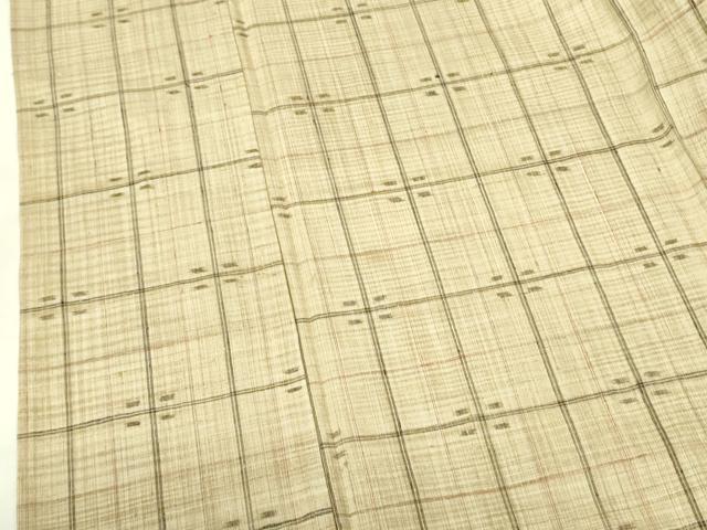 平和屋着物▽上質な紬　単衣　抽象文様　正絹　逸品　DABE1504op