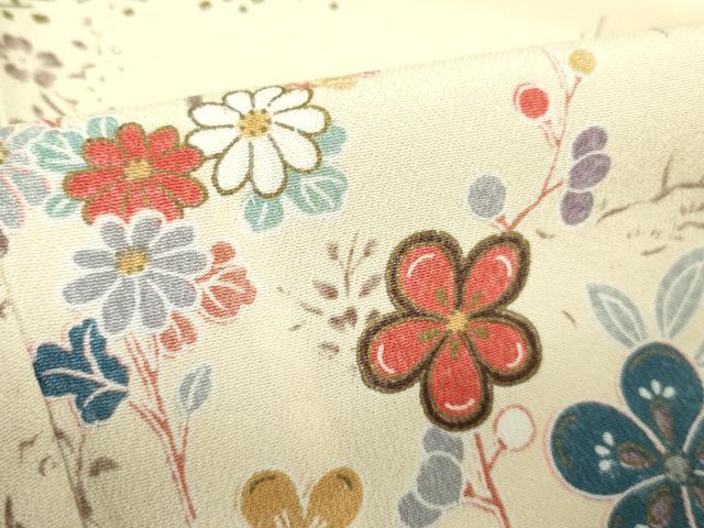 平和屋着物▽上質な小紋　単衣　糸車花文　金彩　正絹　逸品　DABE1505op