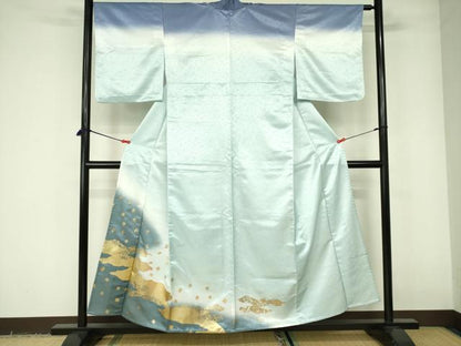 平和屋着物▽訪問着　単衣　箔散らし　暈し染め　金彩　洗える着物　DABE1506op