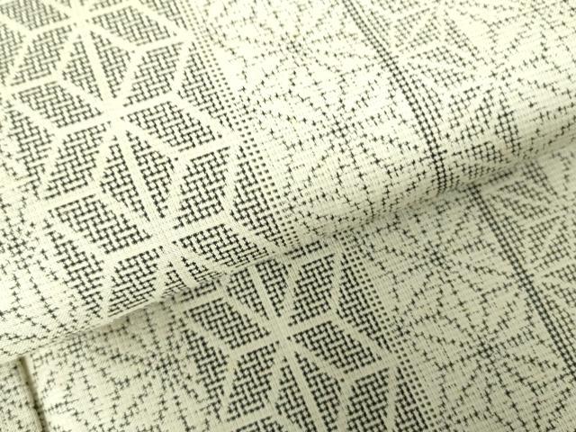 平和屋着物▽上質な紬　単衣　麻の葉間道　正絹　逸品　DABE1508op