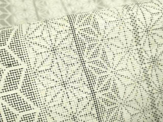 平和屋着物▽上質な紬　単衣　麻の葉間道　正絹　逸品　DABE1508op