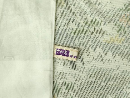 平和屋着物▽上質な紬　単衣　風景文　さが美扱い　正絹　逸品　DABE1510op