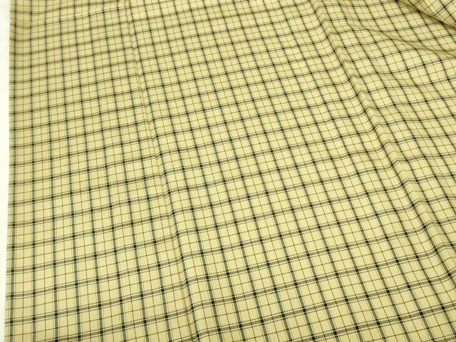 平和屋着物▽上質な紬 　単衣　 格子　正絹　逸品　未使用　DABE1513op