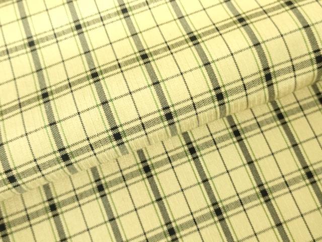 平和屋着物▽上質な紬 　単衣　 格子　正絹　逸品　未使用　DABE1513op