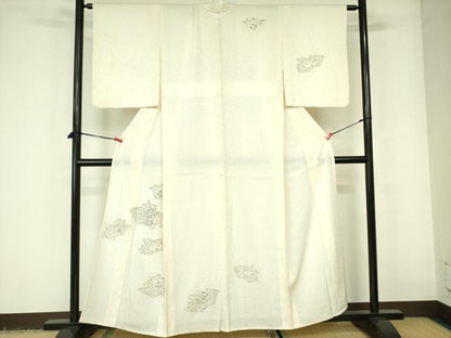 平和屋着物▽訪問着　単衣　駒刺繍　銀糸　正絹　逸品　DABE1515op