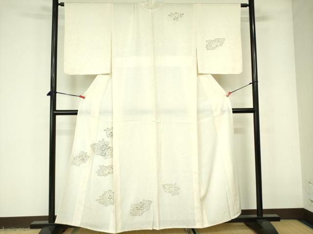 平和屋着物▽訪問着　単衣　駒刺繍　銀糸　正絹　逸品　DABE1515op
