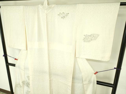 平和屋着物▽訪問着　単衣　駒刺繍　銀糸　正絹　逸品　DABE1515op