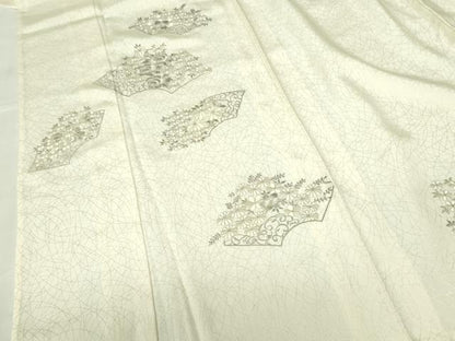 平和屋着物▽訪問着　単衣　駒刺繍　銀糸　正絹　逸品　DABE1515op