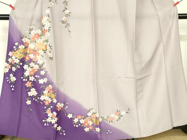 平和屋着物▽訪問着　単衣　地紙桜文　暈し染め　金彩　洗える着物　DABE1517op