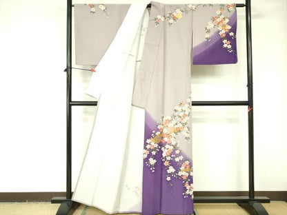 平和屋着物▽訪問着　単衣　地紙桜文　暈し染め　金彩　洗える着物　DABE1517op