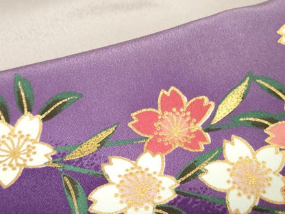 平和屋着物▽訪問着　単衣　地紙桜文　暈し染め　金彩　洗える着物　DABE1517op