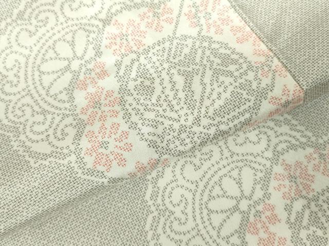 平和屋着物▽洗える最高級着物　＜英＞はなぶさ謹製　小紋　単衣　鏡裏花文　洗える着物　DABE1519op