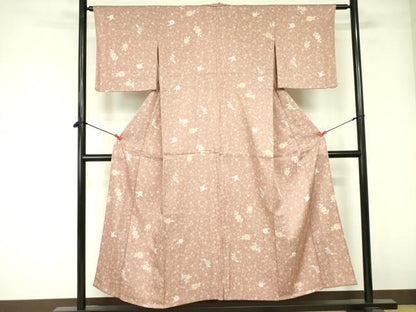 平和屋着物▽小紋　単衣　花唐草文　洗える着物　DABE1520op
