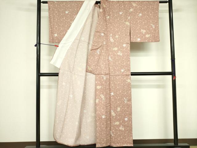 平和屋着物▽小紋　単衣　花唐草文　洗える着物　DABE1520op