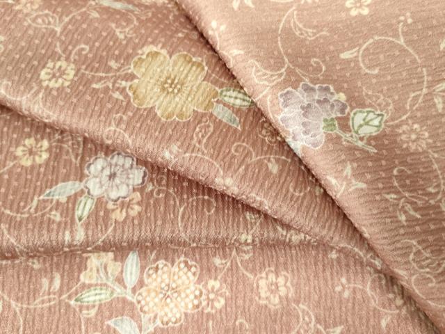 平和屋着物▽小紋　単衣　花唐草文　洗える着物　DABE1520op