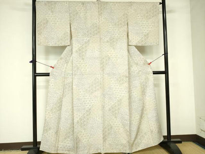 平和屋着物▽上質な小紋　単衣　草花文　正絹　逸品　DABE1521op