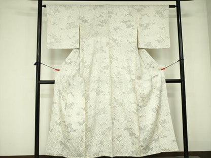 平和屋着物▽上質な小紋　単衣　枝梅文　正絹　逸品　DABE1522op