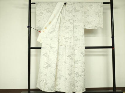 平和屋着物▽上質な小紋　単衣　枝梅文　正絹　逸品　DABE1522op