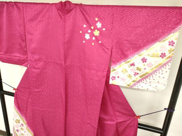 平和屋着物▽訪問着　単衣　舞桜文　暈し染め　金彩　洗える着物　DABE1524op