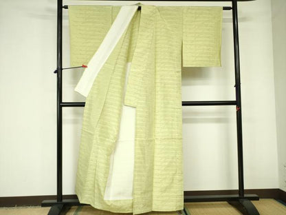 平和屋着物▽上質な紬　単衣　幾何学文様　正絹　逸品　未使用　DABE1525op