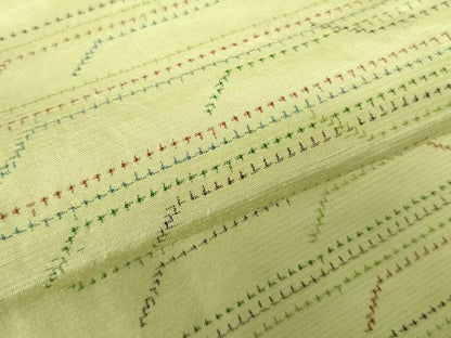 平和屋着物▽上質な紬　単衣　幾何学文様　正絹　逸品　未使用　DABE1525op