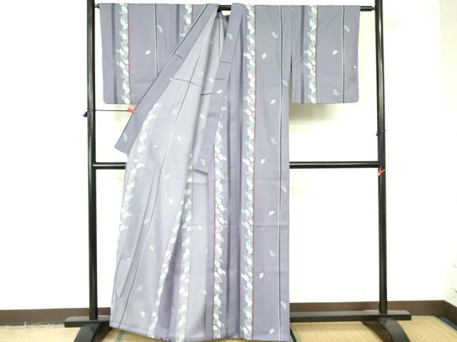 平和屋着物▽小紋　単衣　舞葉間道　洗える着物　DABE1526op