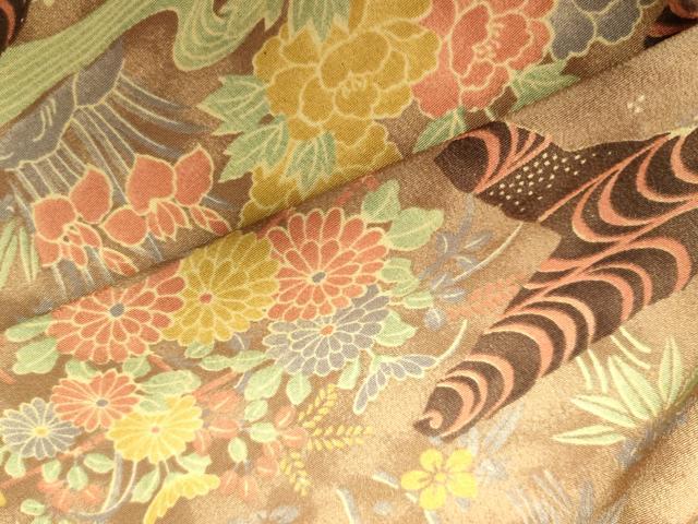 平和屋着物▽小紋　単衣　流水花文　洗える着物　DABE1527op