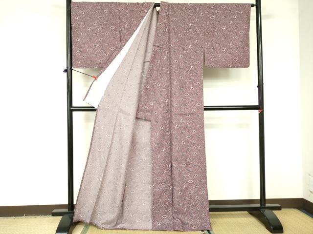 平和屋着物▽小紋　単衣　舞花文　洗える着物　DABE1528op