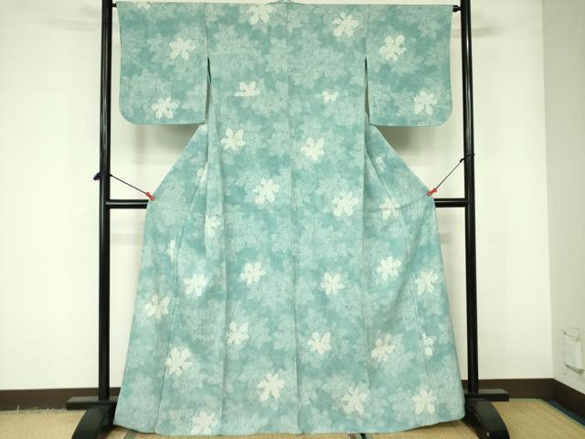 平和屋着物▽上質な小紋　単衣　絞り　南天草花文　高島屋扱い　正絹　逸品　DABE1530op 平和屋着物▽上質な小紋 単衣 絞り 南天草花文 高島屋扱い 正絹