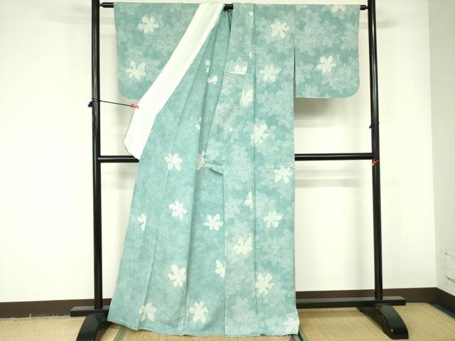 平和屋着物▽上質な小紋　単衣　絞り　南天草花文　高島屋扱い　正絹　逸品　DABE1530op 平和屋着物▽上質な小紋 単衣 絞り 南天草花文 高島屋扱い 正絹