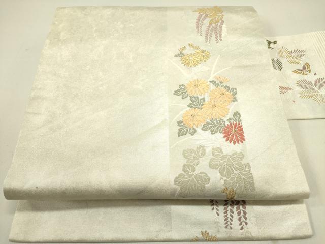 平和屋着物●九寸名古屋帯　唐織　草花　秀悦乃匠　金糸　正絹　逸品　DABE1531op