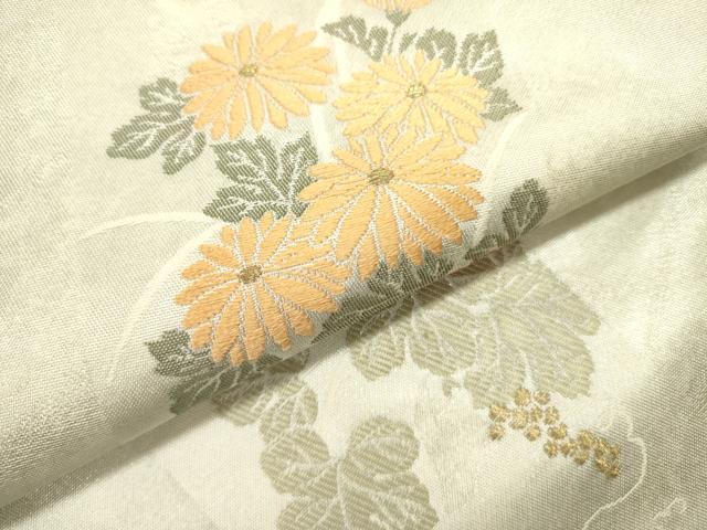 平和屋着物●九寸名古屋帯　唐織　草花　秀悦乃匠　金糸　正絹　逸品　DABE1531op