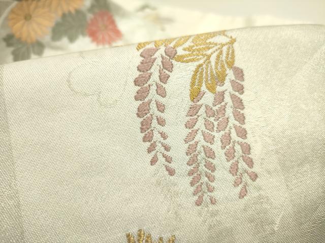 平和屋着物●九寸名古屋帯　唐織　草花　秀悦乃匠　金糸　正絹　逸品　DABE1531op
