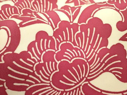 平和屋着物●塩瀬　全通柄九寸名古屋帯　型染　更紗花唐草文　正絹　逸品　未使用　DABE1538op