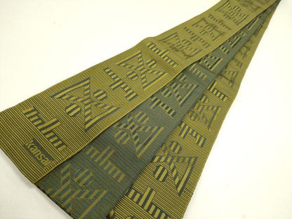 平和屋着物●男性　世界的ファッションデザイナー　山本寛斎　kansaiブランド　両面　角帯　幾何学文様　未使用　DABE1669op