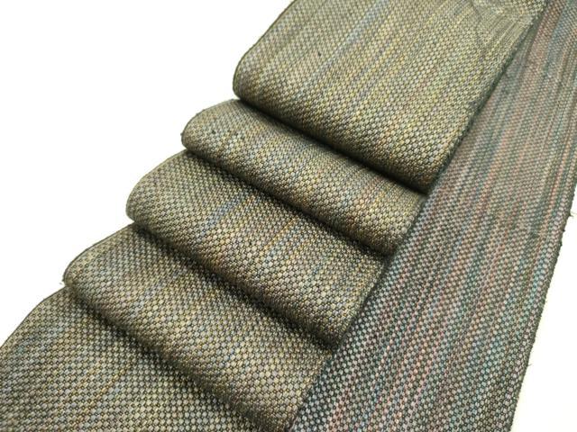 平和屋着物●男性　両面　角帯　霞文　正絹　逸品　DABE1682op