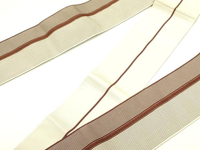 平和屋着物●男性　本場筑前博多織　角帯　間道　正絹　逸品　DABE1689op