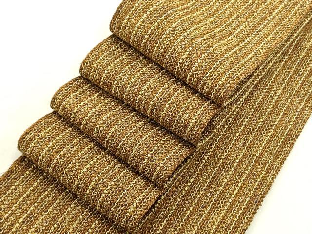 平和屋着物●男性　角帯　間道　金糸　正絹　逸品　DABE1702op
