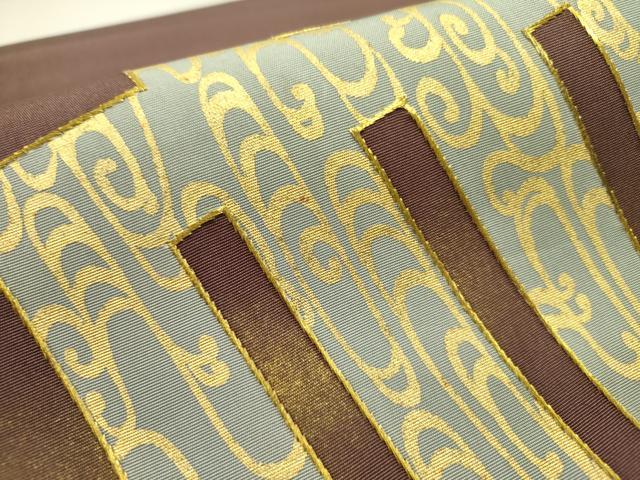 平和屋着物●塩瀬　九寸開き名古屋帯　源氏香　流水文　金彩　正絹　逸品　DABE1707op