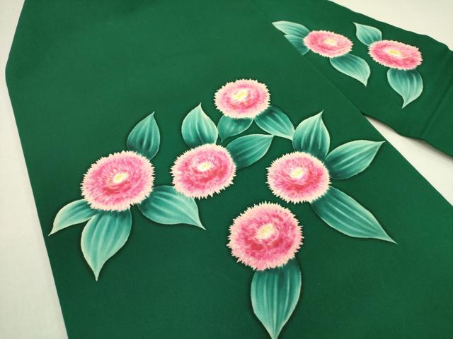 平和屋着物●塩瀬　九寸名古屋帯　手描き　草花　正絹　逸品　DABE1710op