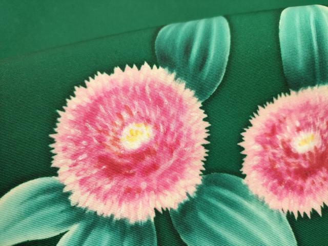 平和屋着物●塩瀬　九寸名古屋帯　手描き　草花　正絹　逸品　DABE1710op