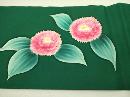 平和屋着物●塩瀬　九寸名古屋帯　手描き　草花　正絹　逸品　DABE1710op