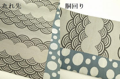 平和屋着物●全通柄九寸名古屋帯　青海波　正絹　逸品　DABE1712op
