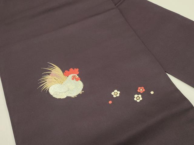 平和屋着物●九寸名古屋帯　総刺繍　鶏　ニワトリ　舞花　金銀糸　正絹　逸品　DABE1715op