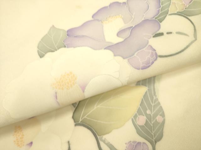 平和屋着物●塩瀬　九寸名古屋帯　友禅　草花　正絹　逸品　DABE1717op