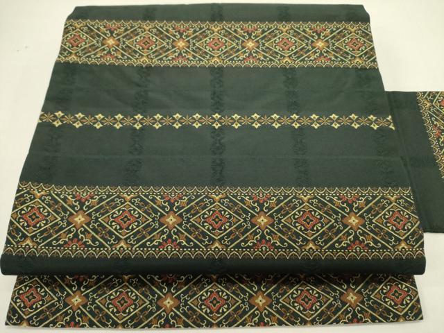平和屋着物●九寸名古屋帯　横段花文　黒地　正絹　逸品　DABE1722op