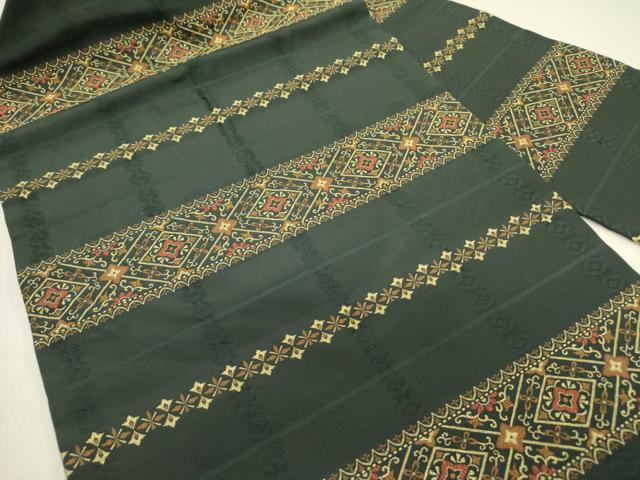 平和屋着物●九寸名古屋帯　横段花文　黒地　正絹　逸品　DABE1722op