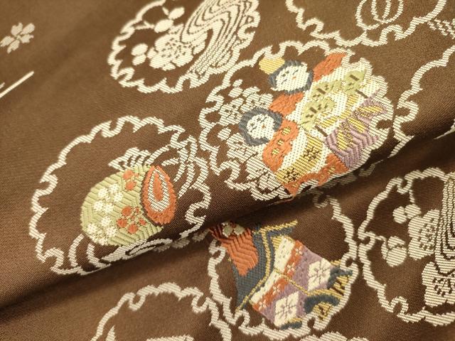 平和屋着物●九寸名古屋帯　唐織　雪輪器物文　正絹　逸品　DABE1723op