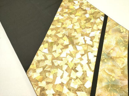 平和屋着物●金彩友禅作家　金彩の魔術師　堀省平　金煌織　太鼓柄袋帯　箔散らし　黒地　金銀彩　正絹　逸品　DABE1725op